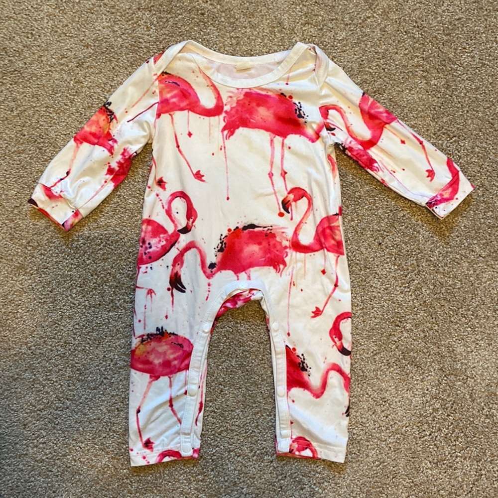 Flamingo print Sleep and play bodysuit